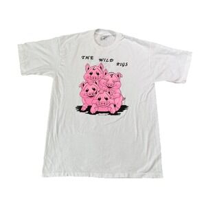 Vintage Single Stitched 80s Hog Pile Funny Pigs Animal Graphic Shirt 90s M
